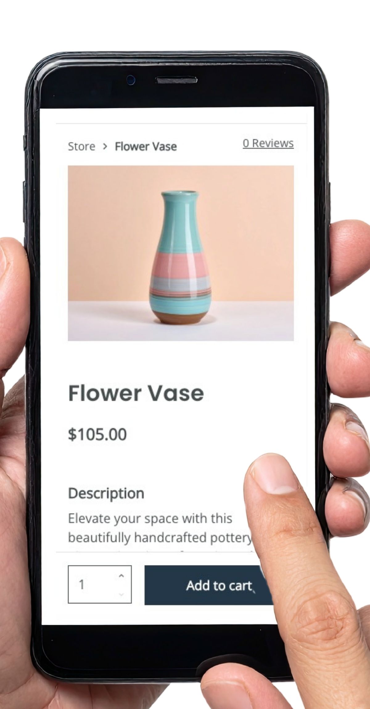 Example of an ecommerce website on mobile