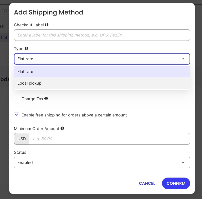 adding local pickup as a shipping method in SiteGround Ecommerce