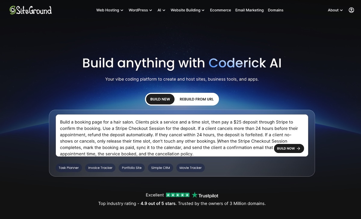 AI website prompt example for creating a booking page