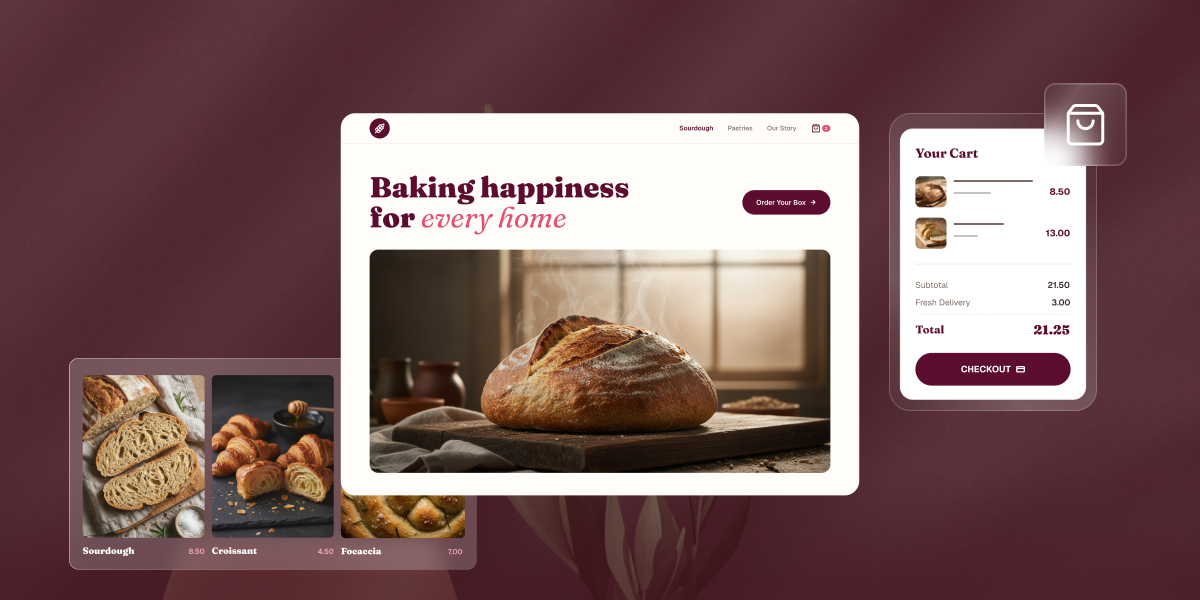 Abstract of bakery website builder