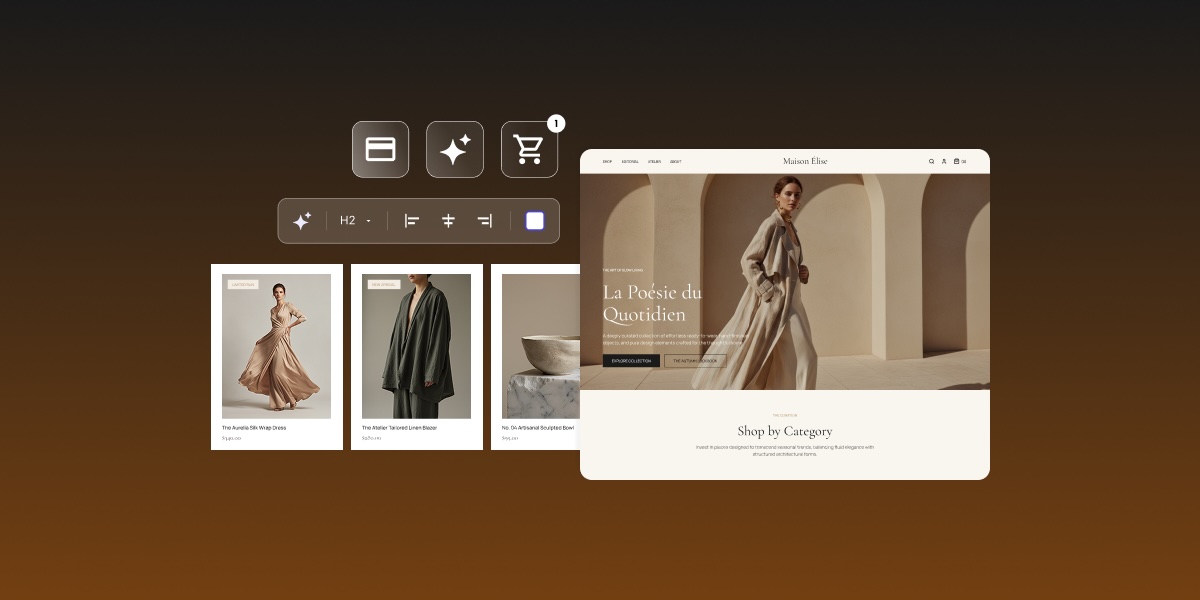 Abstract of how to start an online boutique with images of a homepage and product pages