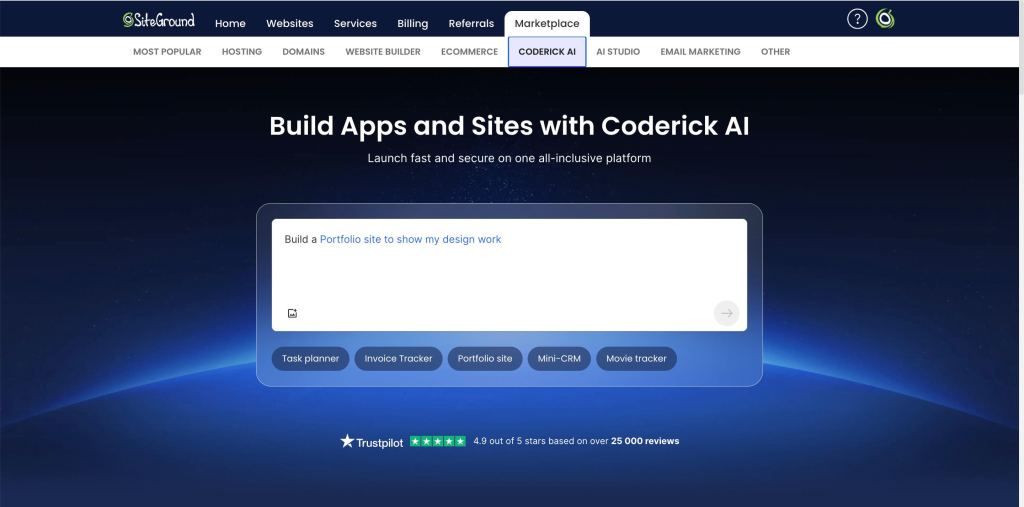 Creating an online store website with Coderick AI with a simple prompt