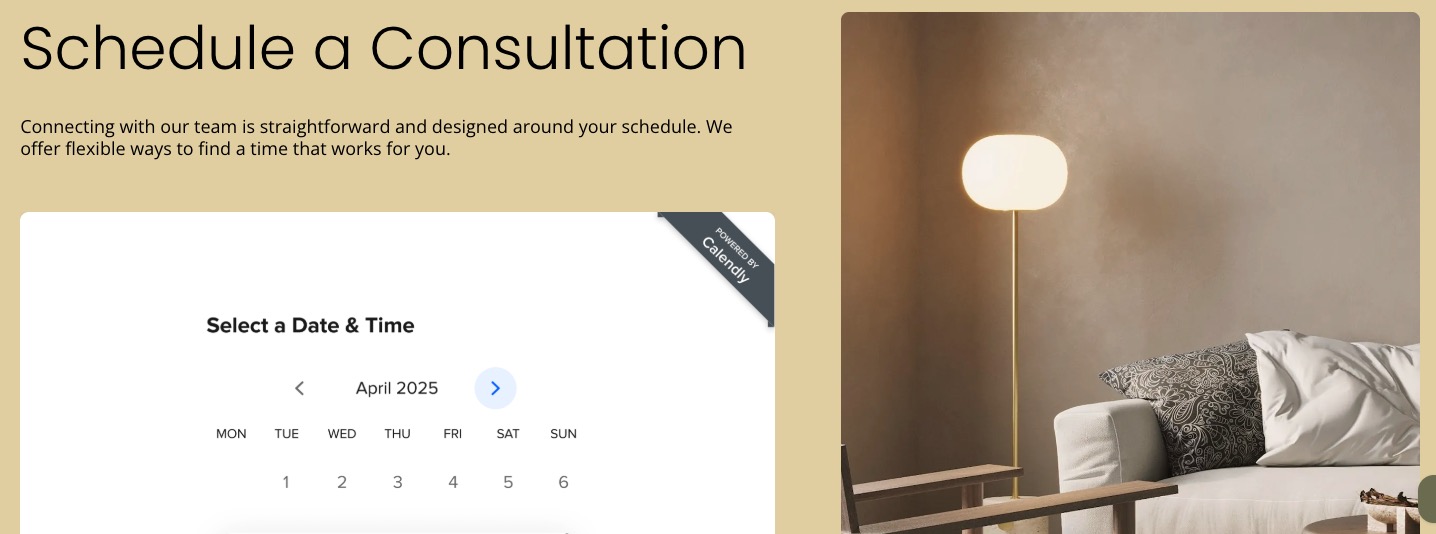 A Calendly consultation widget on a business coach website