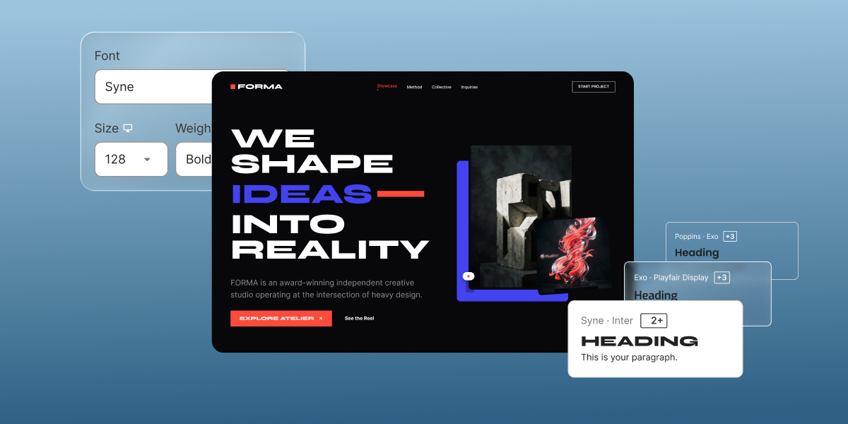 Abstract of optimal fonts used on a website