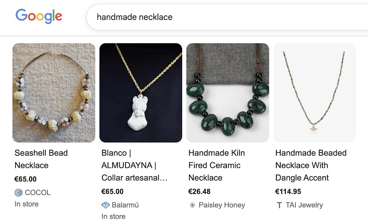 Example of product schema markup in Google search