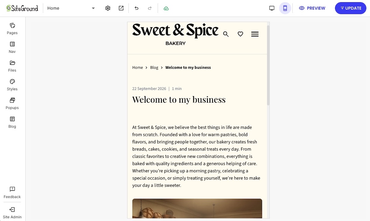 Previewing a blog post on mobile verify it looks good