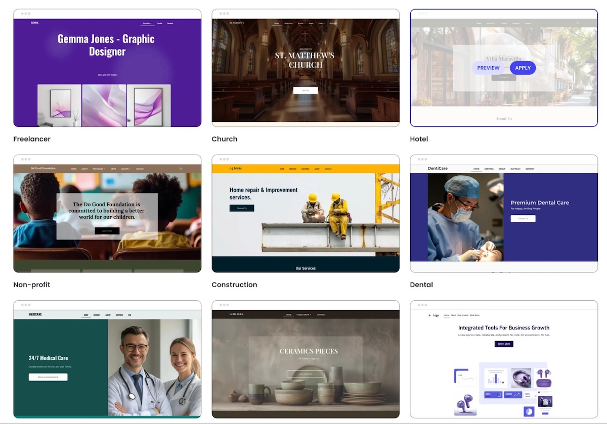 starting a website from a template via SiteGround