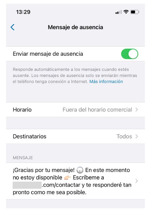 Elaboración de mensajes de ausencia