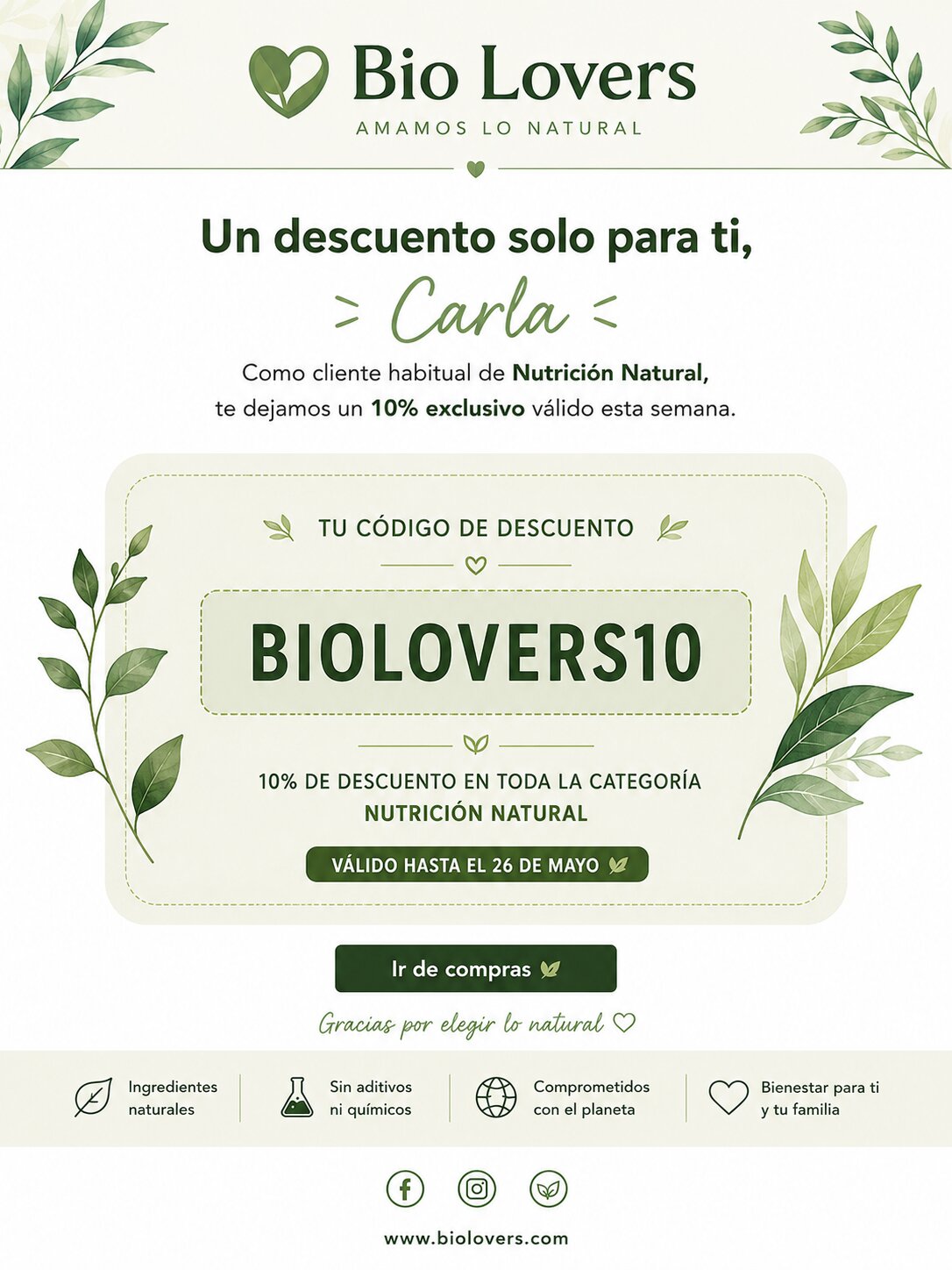 Captura ejemplo de descuento personalizado