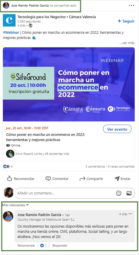 Desde el perfil personal