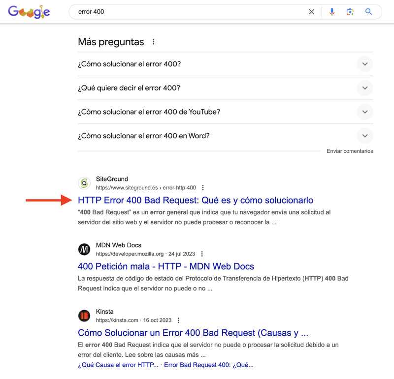 Google “error 400” 