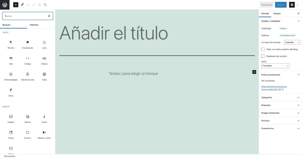 El editor de WordPress