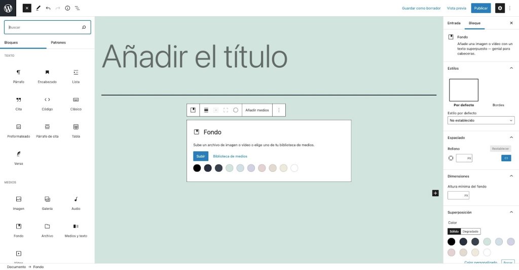 El editor de WordPress