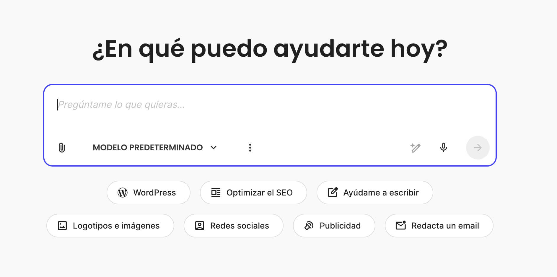 Captura de pantalla del chat general de AI Studio de SiteGround