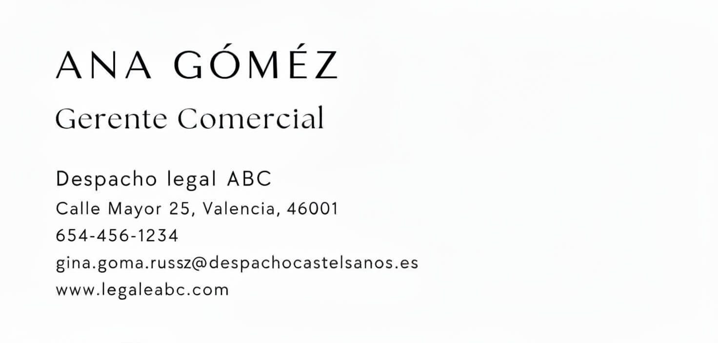 Captura de pantalla de un ejemplo de firma de correo seria y sin gráficos especiales, pero elegante gracias a la elección de las fuentes.