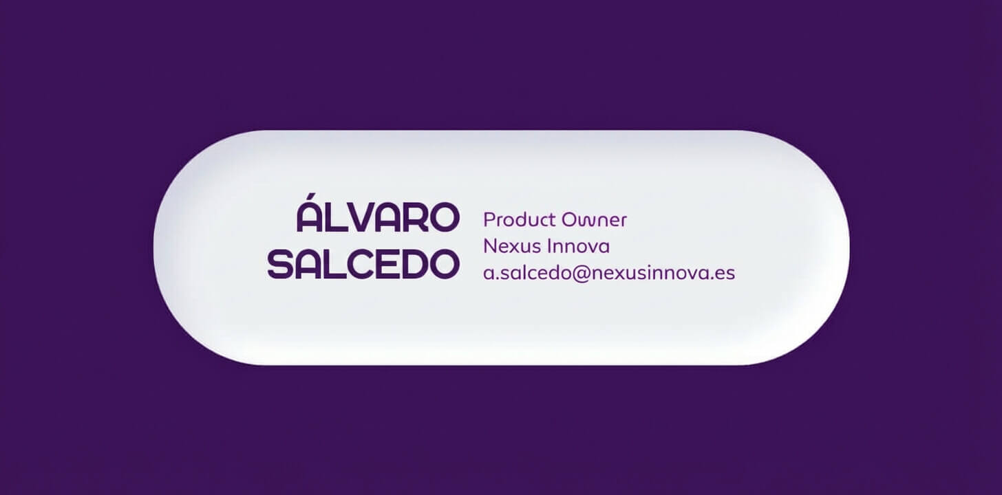 Captura de pantalla de un ejemplo de firma de correo minimalista, que solo incluye el nombre y los apellidos, el cargo, la empresa y la dirección de correo electrónico. El diseño bicromático es mínimo, pero está presente