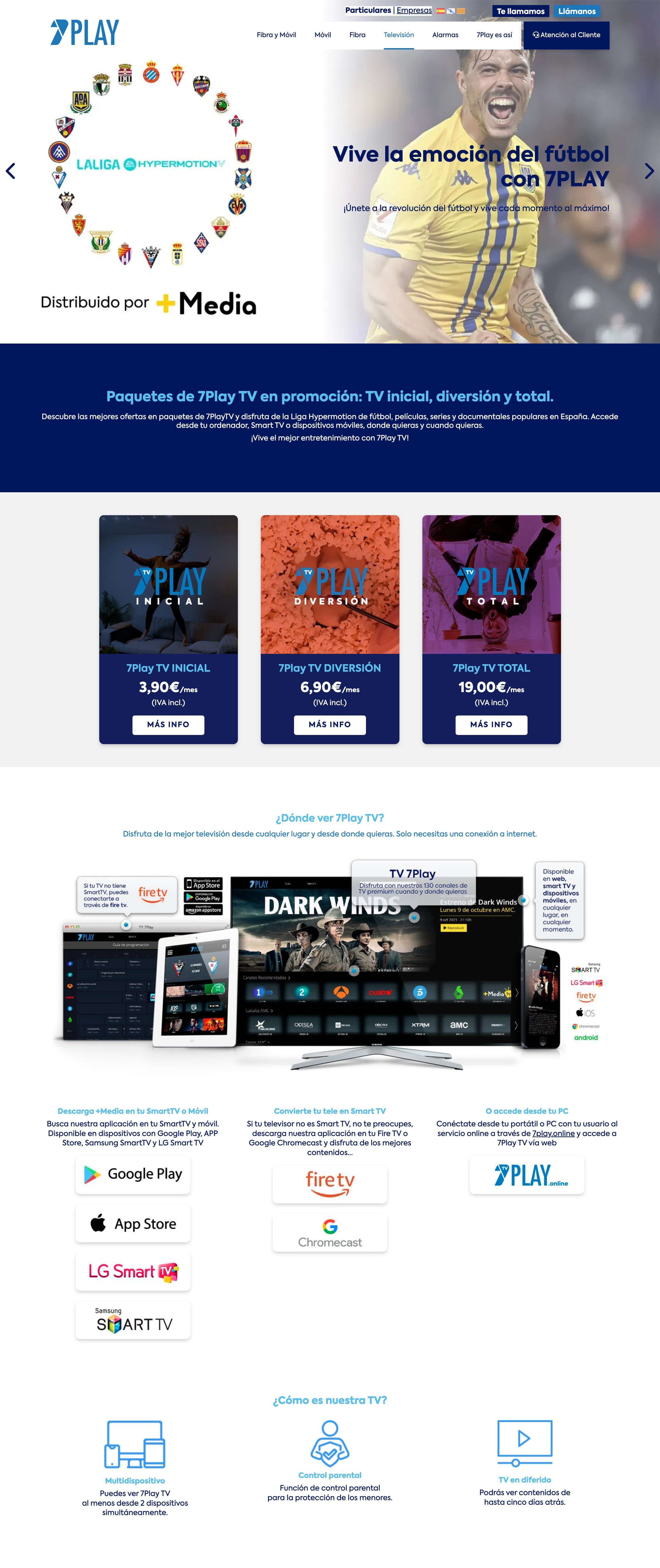captura de pantalla de la landing page de 7Play