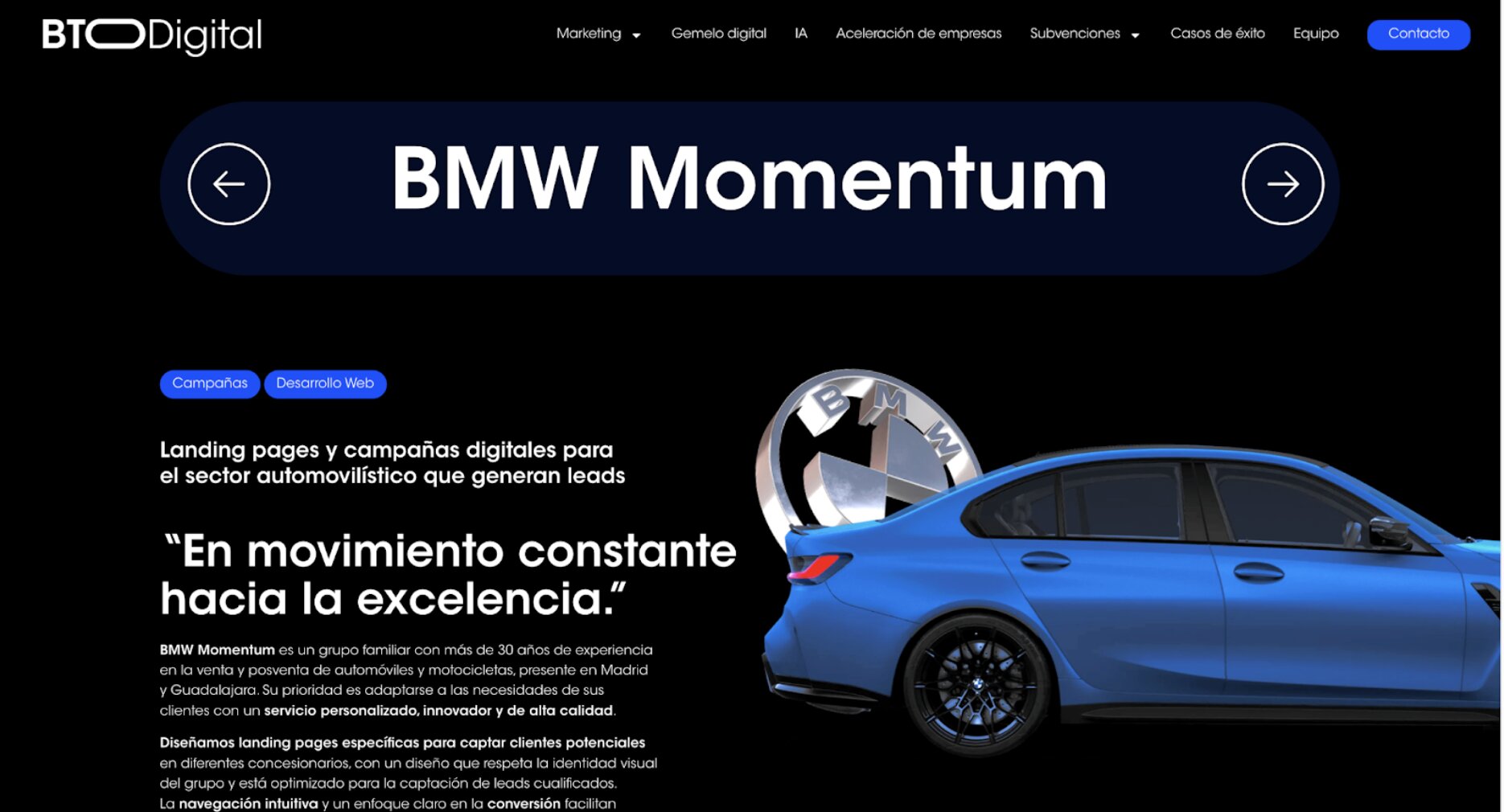 Captura de pantalla de la parte inferior de la pagina web de BTO digital