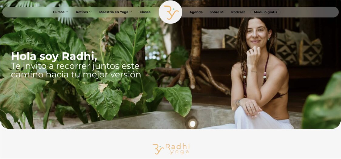 Captura de pantalla de la pagina web de Radhi Yoga