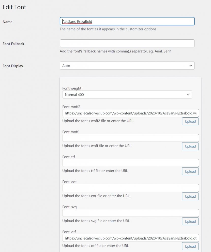 Captura de un plug in para editar fuentes