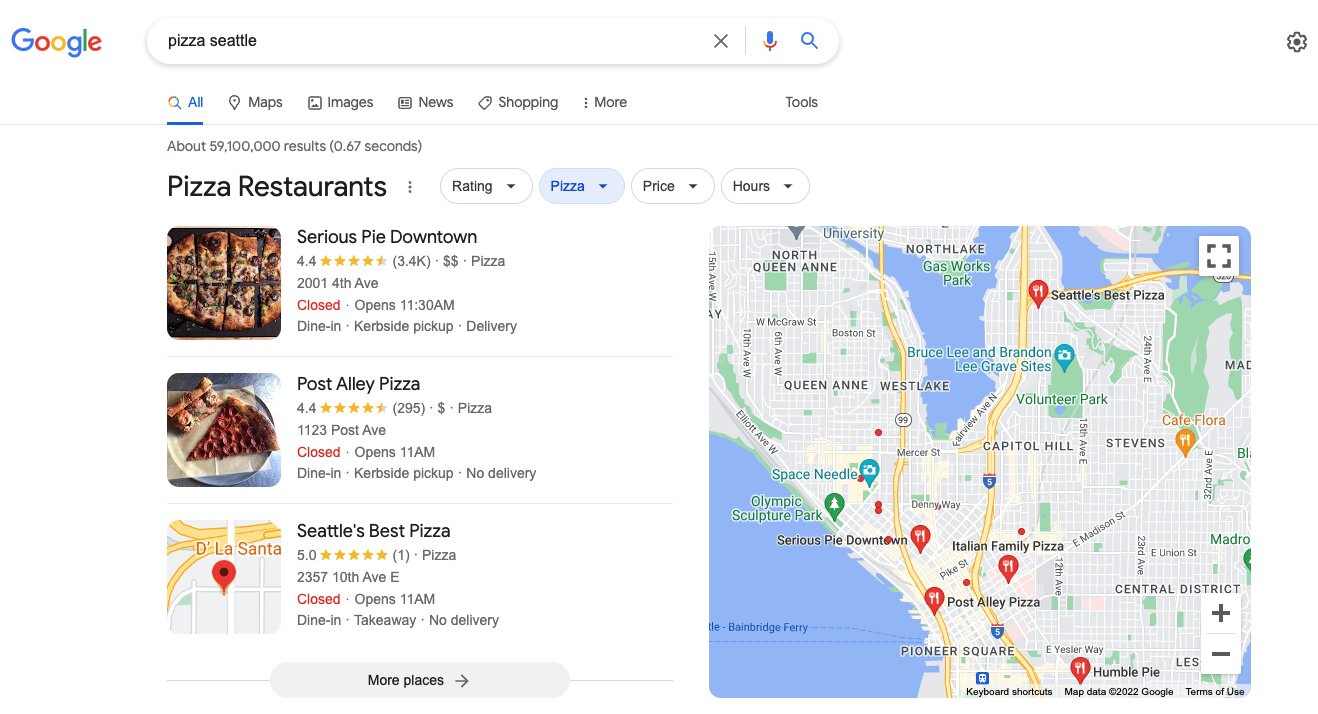 Captura ejemplo SEO en Google Maps