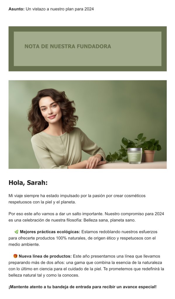 Captura ejemplo campaña email de anticipo
