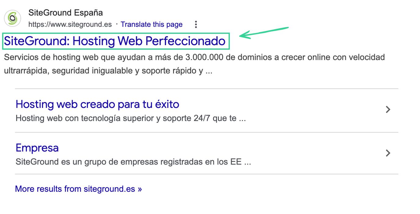Captura de pantalla de Ejemplo Meta title