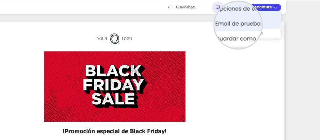 Captura sobre email de prueba para evitar spam