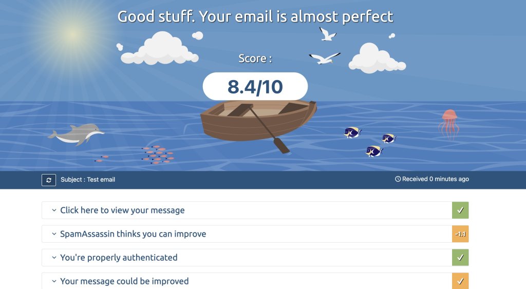 Captura de ejemplo de spam checker