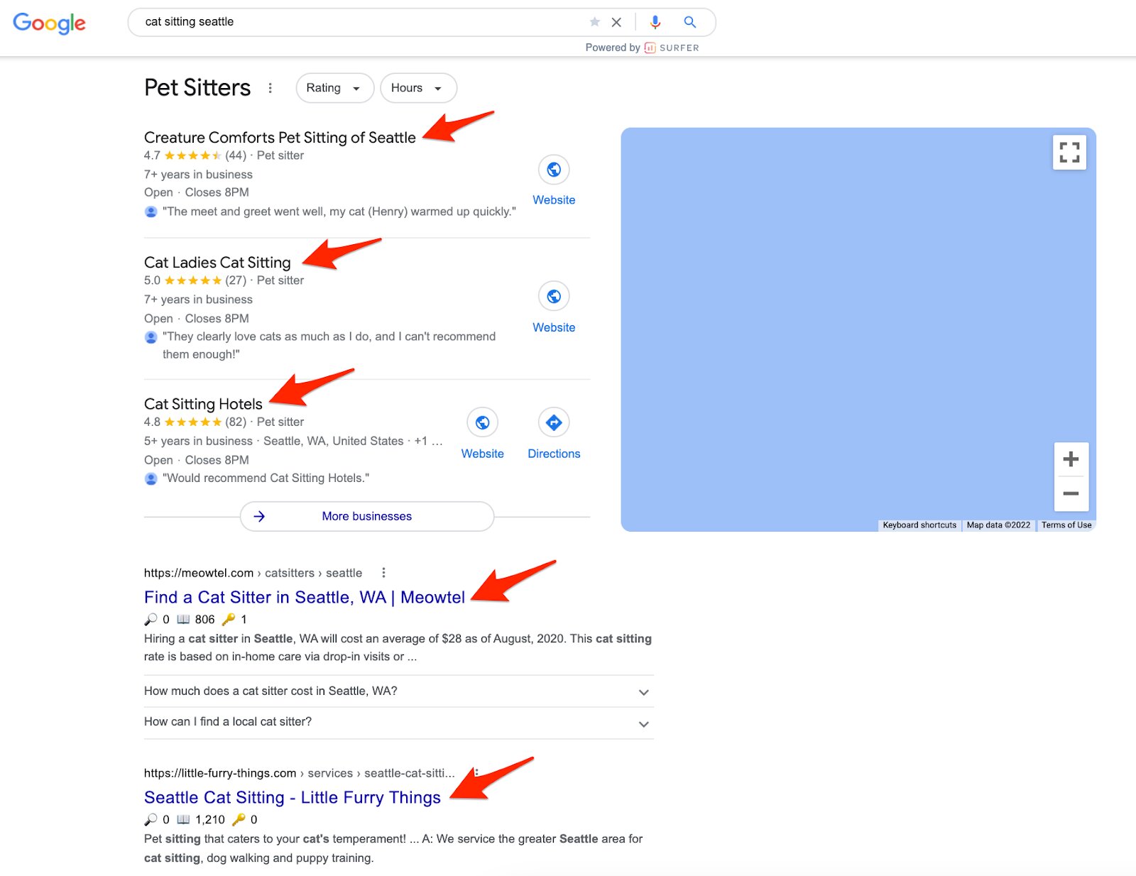 Captura ejemplo SEO en búsqueda