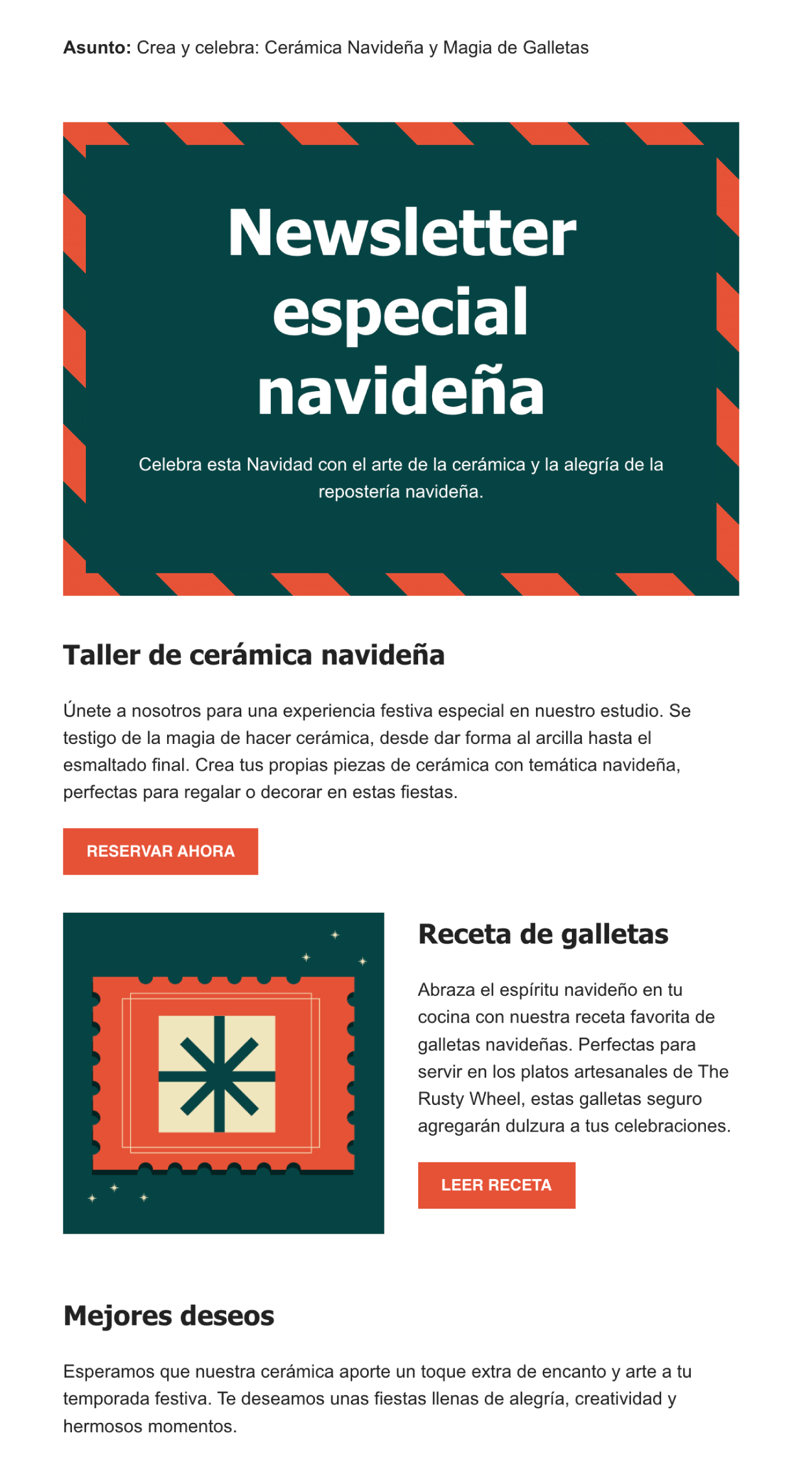 Captura de newsletter navideña
