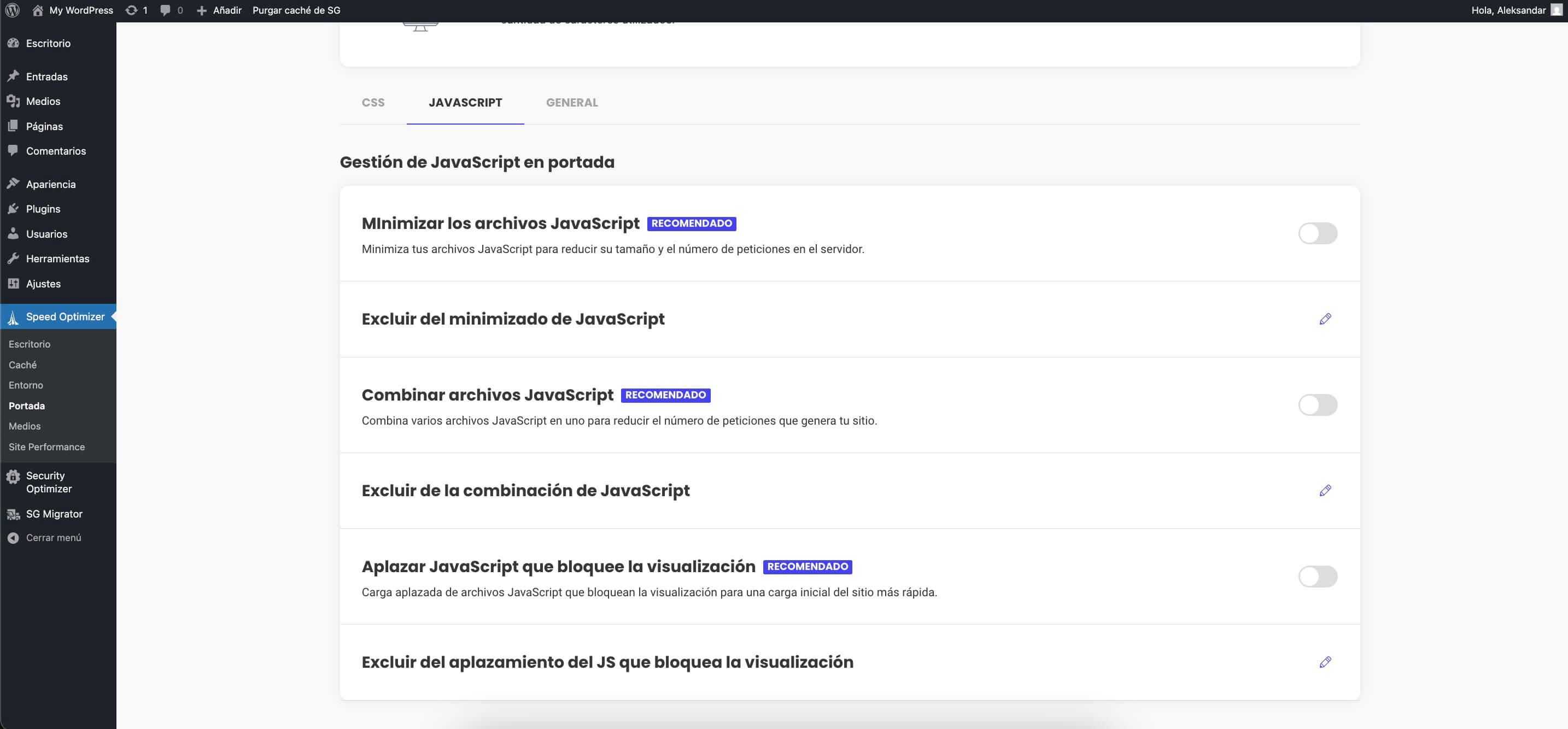 Captura ejemplo de java script