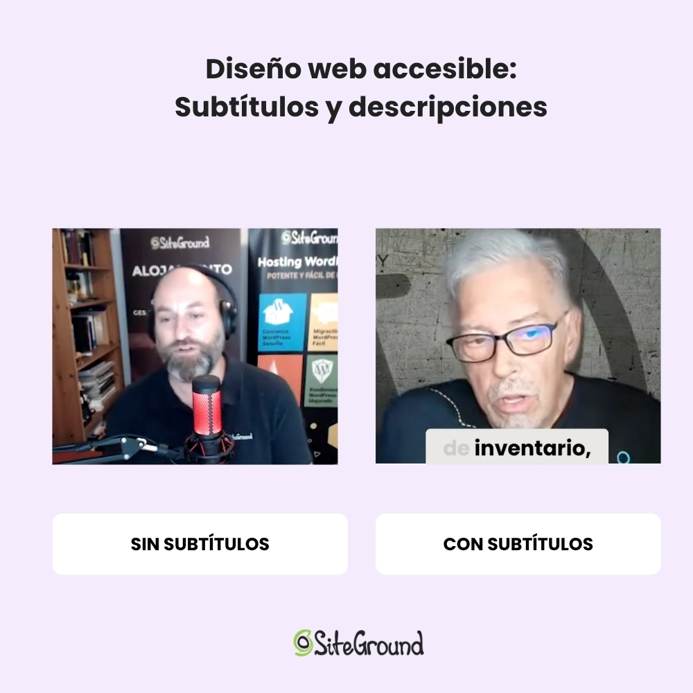 Comparación entre un vídeo con subtítulos y otro sin subtítulos.